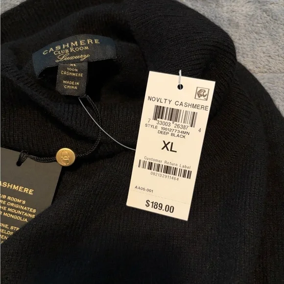 Club Room Men's Cashmere Black Turtleneck Sweater NWT - Picture 3 of 3